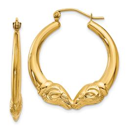 Gold Classics(tm) 26mm. 14kt. Gold Polished Ram Hoop Earrings