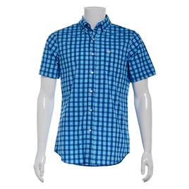 Mens Chaps Short Sleeve Stretch Button Down Shirt - Classic Blue