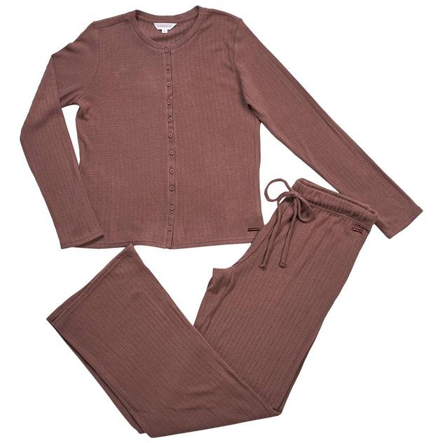 Womens Danskin Long Sleeve Sweater Knit Cardigan Pajama Set