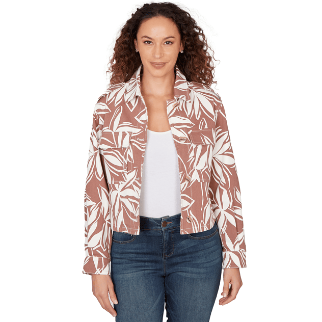 Petite Skye’s the Limit Blooming Pastels Leaf Denim Jacket