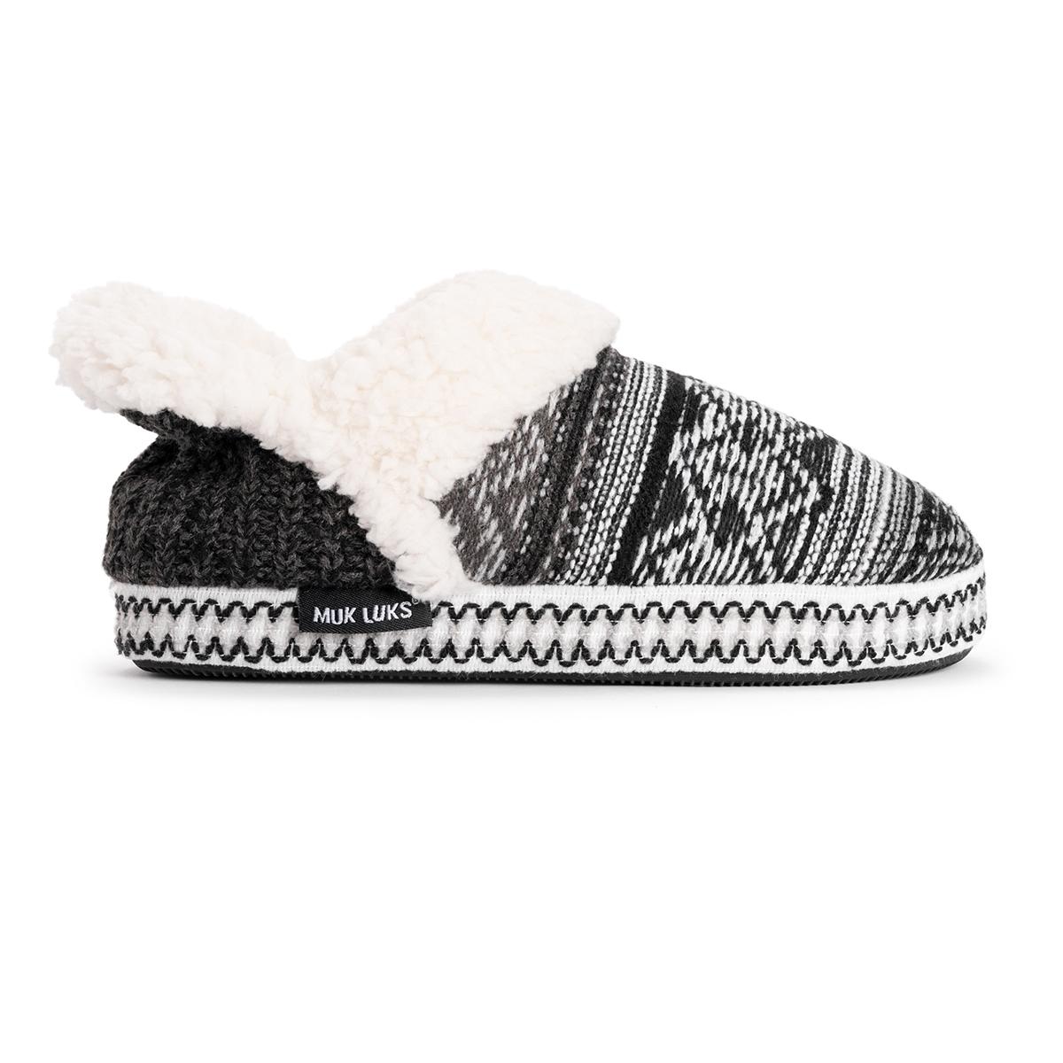 Womens MUK LUKS® Magdalena Ruched Slippers - Ivory/Fair Isle