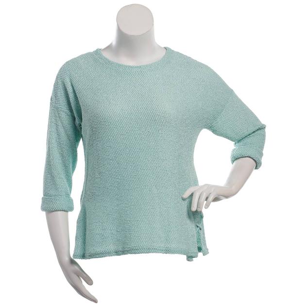 Womens Robert Louis 3/4 Sleeve Side Lace Up Popcorn Sweater