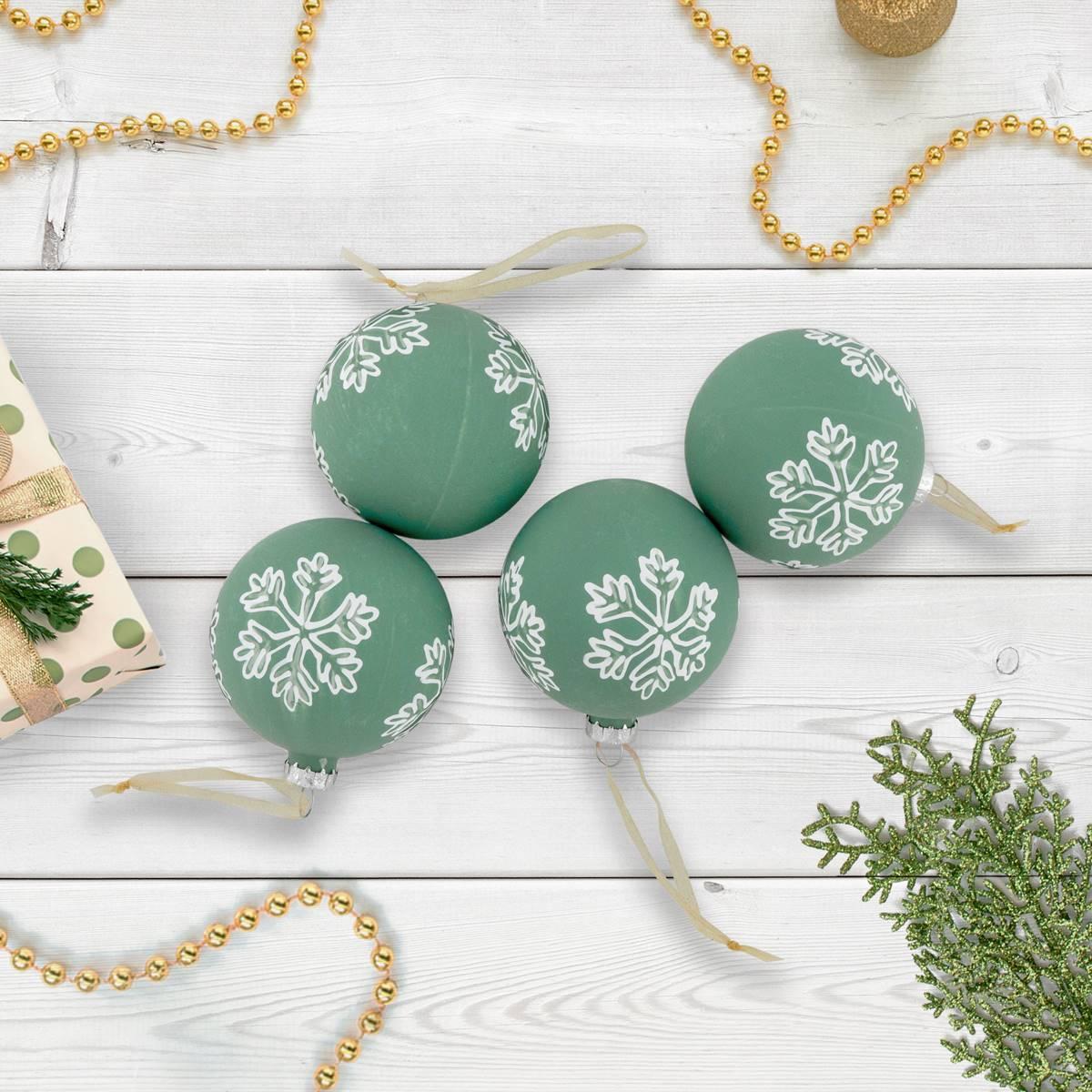 Northlight Seasonal 4ct. White Snowflake Christmas Ball Ornaments