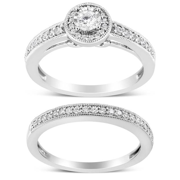 Haus of Brilliance Sterling Silver 1/2ctw. Diamond Bridal Set