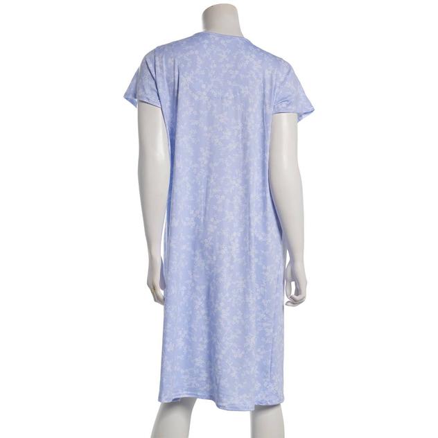 Womens Laura Ashley® Short Sleeve Vine Floral Lace Trim Nightgown