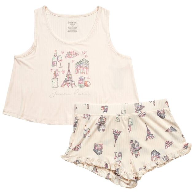 Juniors Derek Heart Pretty Paris Flare Tank & Short Pajama Set