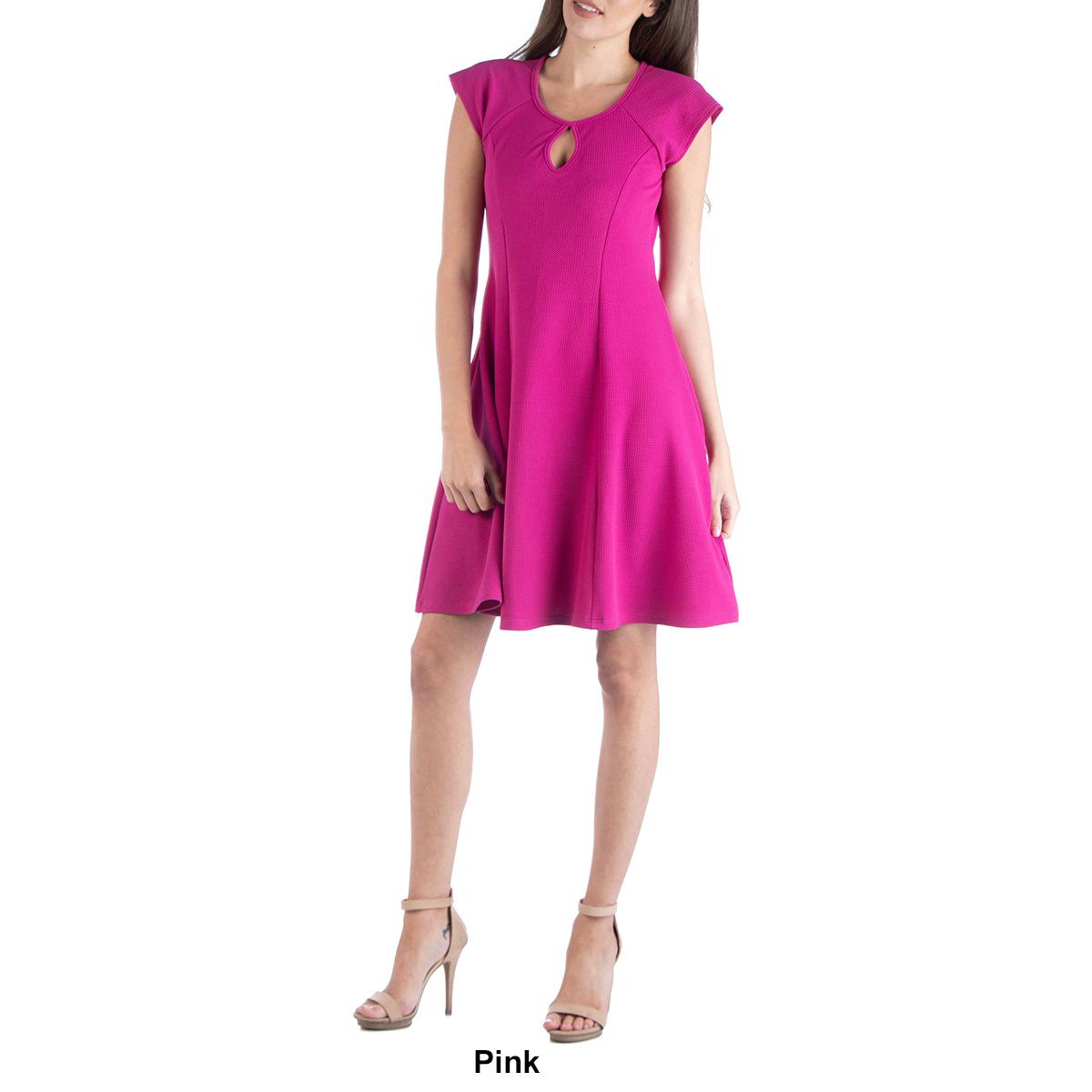 Womens 24/7 Comfort Apparel Fit & Flare Dress with Keyhole