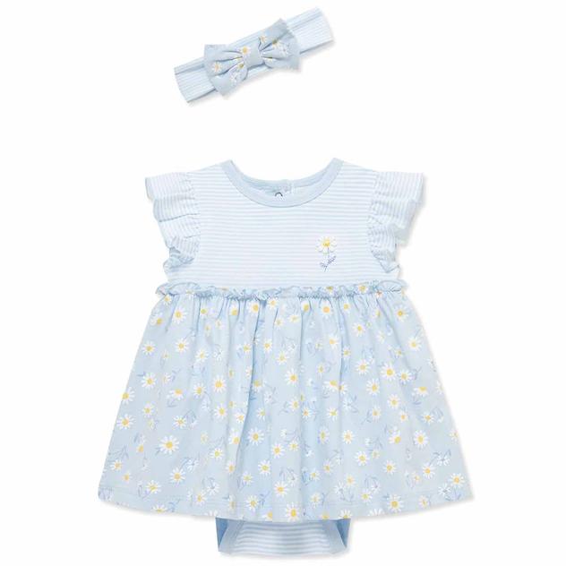 Baby Girl (3-12M) Little Me® Daisy Bodysuit Dress w/ Headband