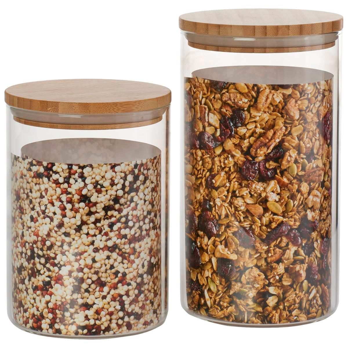 Global Market Glass Canister With Bamboo Wood Lid