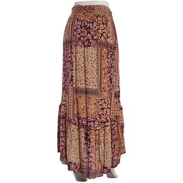Juniors Angie Patchwork Gauze Smock Waist Maxi Skirt
