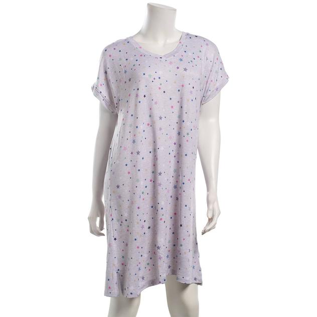 Womens Emily & Jane Short Sleeve V-Neck Stars Nightshirt
