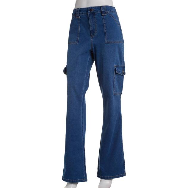 Womens Bleu Denim Bootcut Jeans with Cargo Pockets