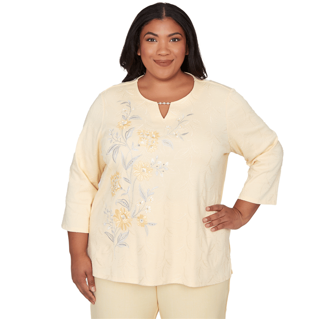 Plus Size Alfred Dunner Al Fresco Floral Embroidery Blouse