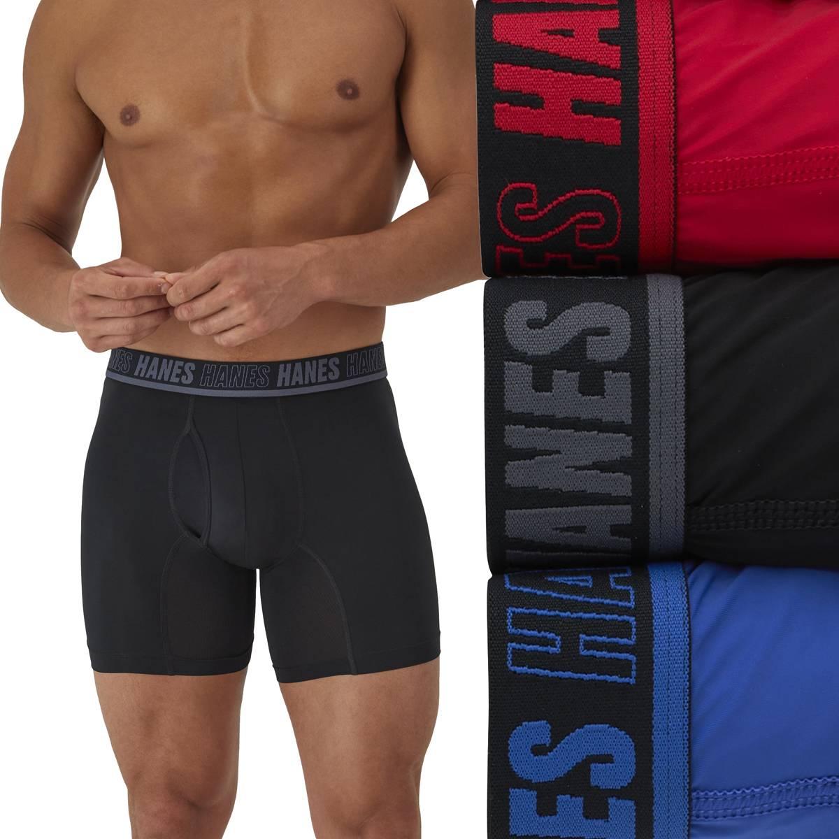 Mens Hanes Ultimate(R) Moves Xtemp Boxer Briefs - Blue/Red/Black