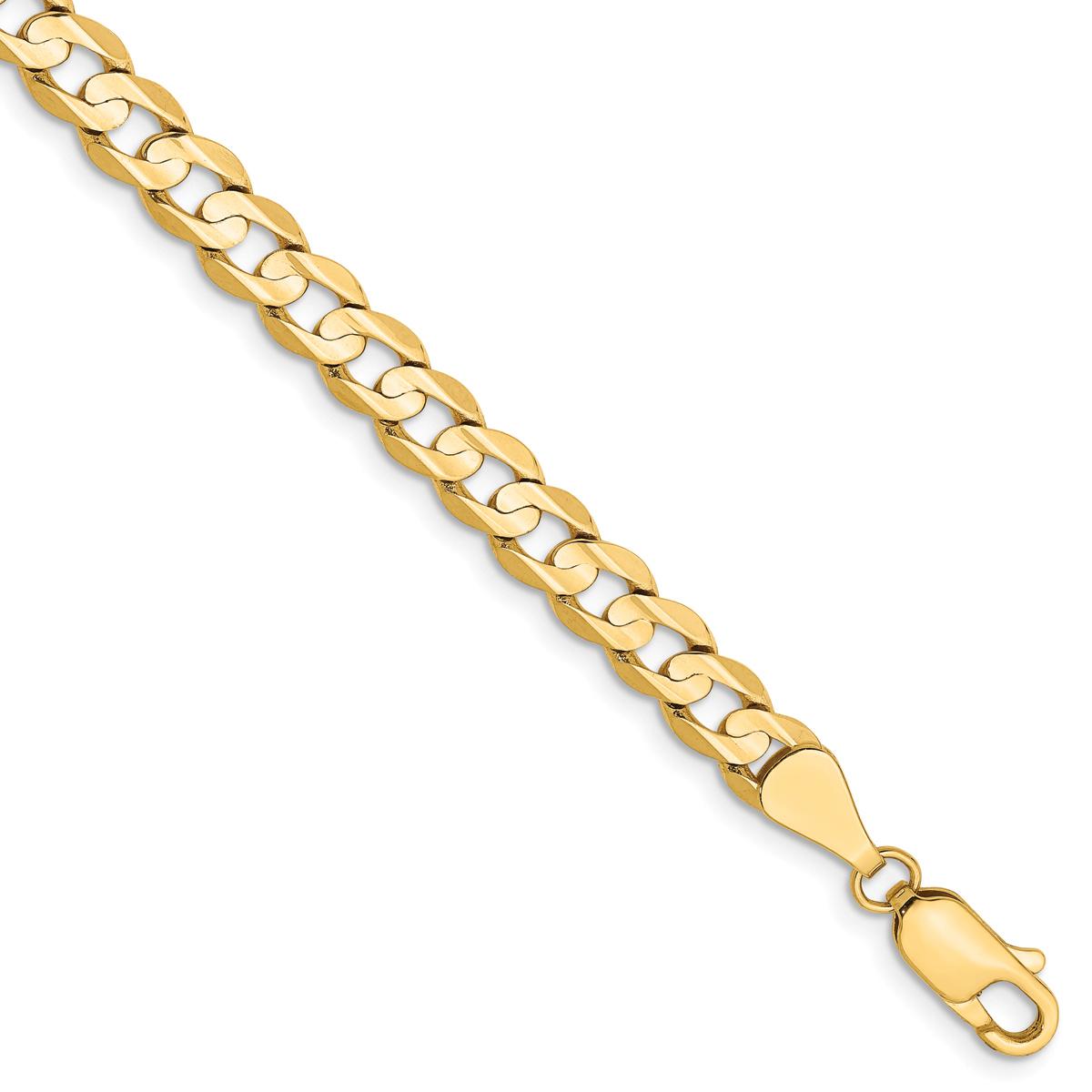 Mens Gold Classics(tm) 5.25mm. 14k Open Concave Curb Chain Bracelet