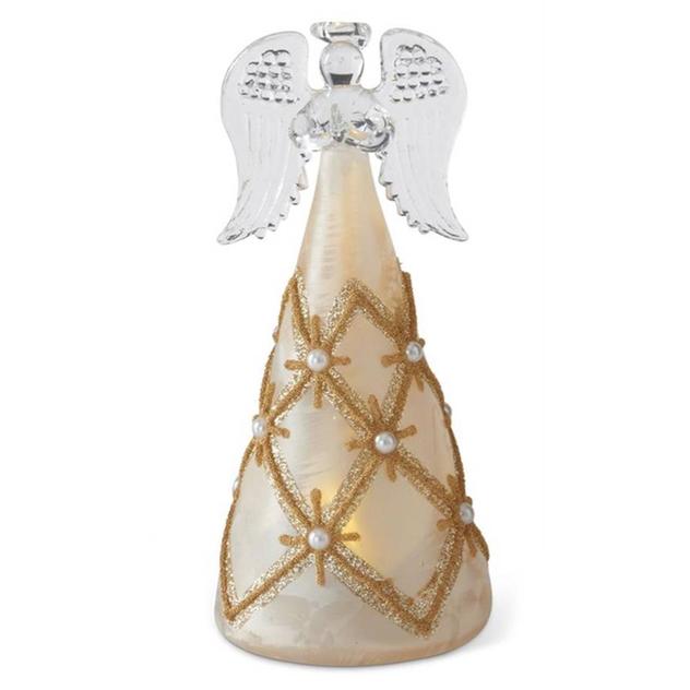 K&K Interiors Glass LED Cone Shape Angel Trim Praying