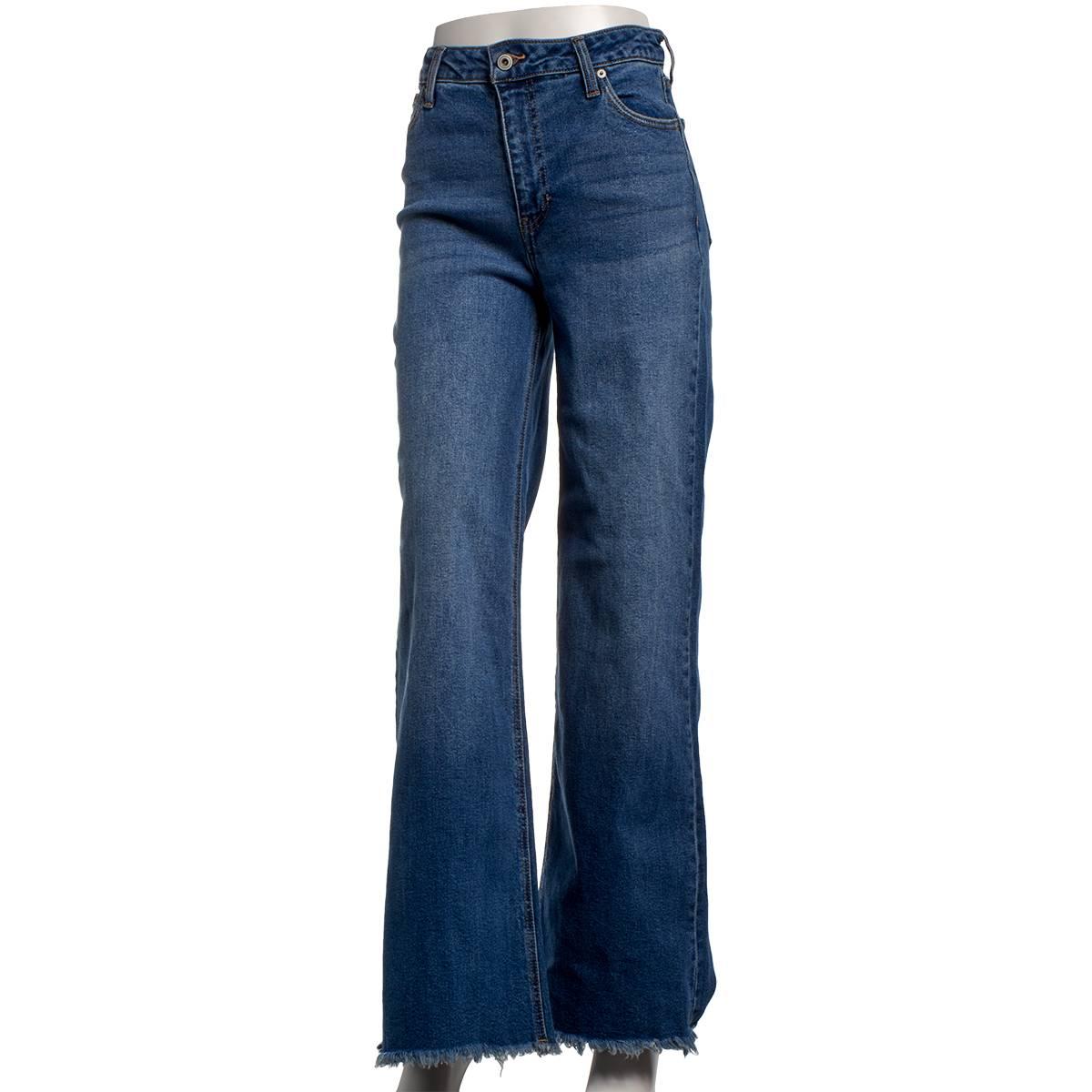 Juniors Celebrity Pink High Rise Fray Hem Wide Leg Jeans