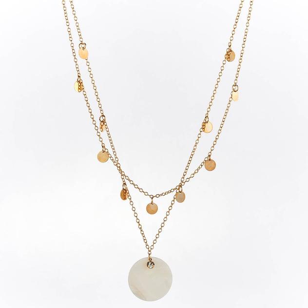 Ashley Cooper™ Gold-Tone Mother of Pearl Circle Pendant Necklace