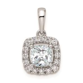 Pure Fire 14kt. White Gold Aquamarine Halo Pendant