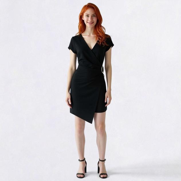 Juniors Madden Girl Cap Sleeve Wrap Asymmetrical Dress