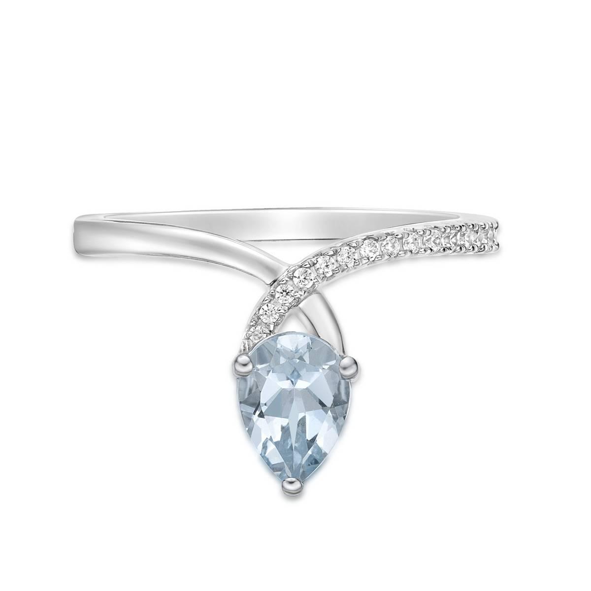 Gemminded 7x5mm Aquamarine & 0.08ctw. Diamond Ring
