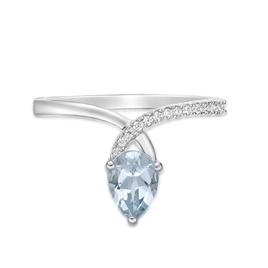 Gemminded 7x5mm Aquamarine & 0.08ctw. Diamond Ring