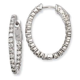 Sterling Silver 20mm x 26mm Oval Hoop Earrings