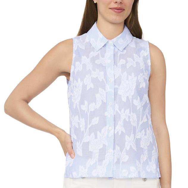 Womens Cece Sleeveless Floral Casual Button Down