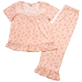 Womens Elizabeth & Nicole Short Sleeve Floral Capri Pajama Set