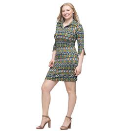 Womens 24/7 Comfort Apparel Green Geometric Collar Mini Dress