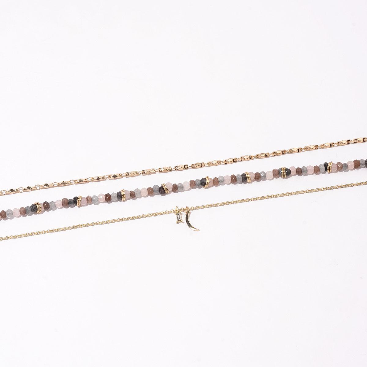 Ashley Shiny Gold-Tone 3pc. Crescent Moon & Stone Charms Anklet