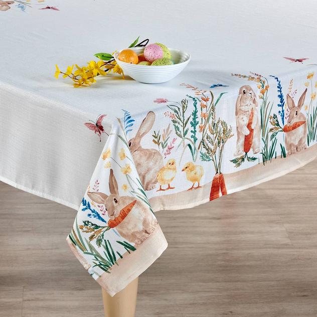 Bunny Trail Fabric Tablecloth