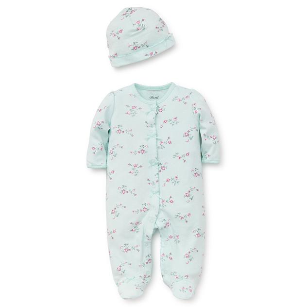 Baby Girl (NB-9M) Little Me® Floral Footie Sleeper with Hat-Mint