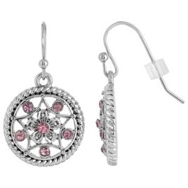 1928 Silver-Tone/Amethyst Flower Drop Earrings
