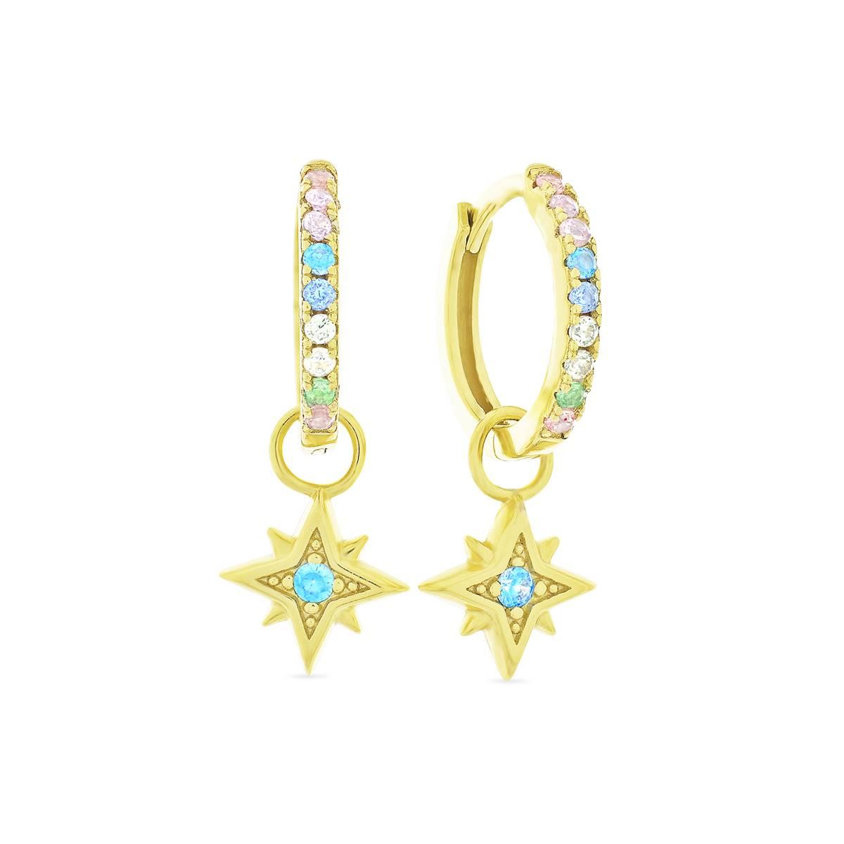 Forever New 18kt. Gold Plated CZ Starburst Dangle Earrings