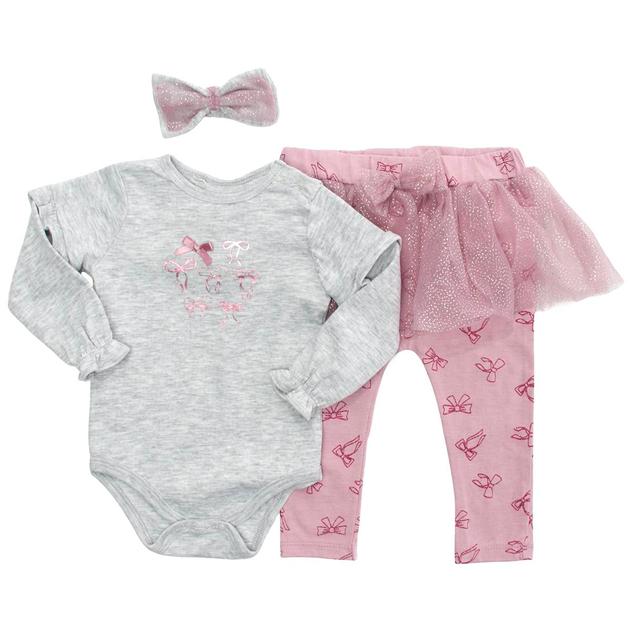 Baby Girl (12-24M) Quiltex® 3pc. Bow Bodysuit & Tutu Leggings Set