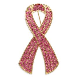 Breast Cancer Awareness Pink Rhinestone Ribbon Pin