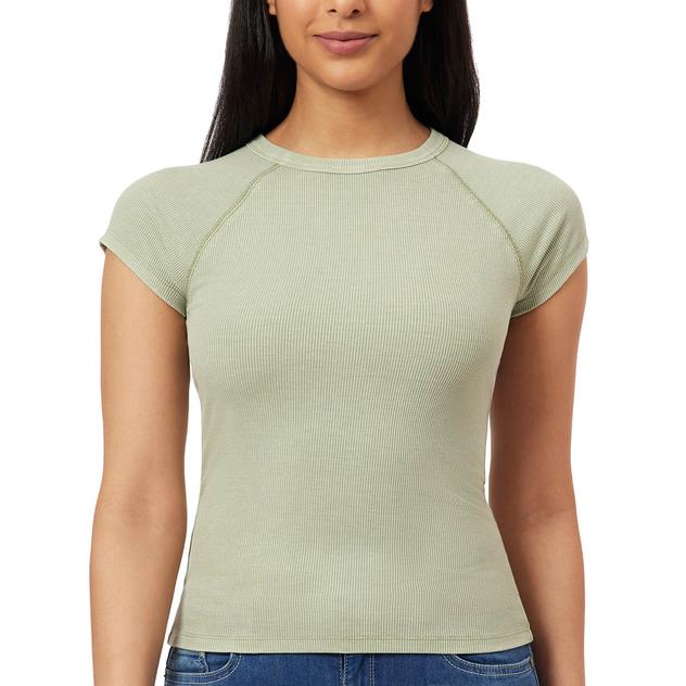 Juniors Wallflower Cotton Wash Mega Ribbed Muscle Tee