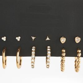Ashley 6pr. Gold Plated Earrings with Glass Stones & Hearts