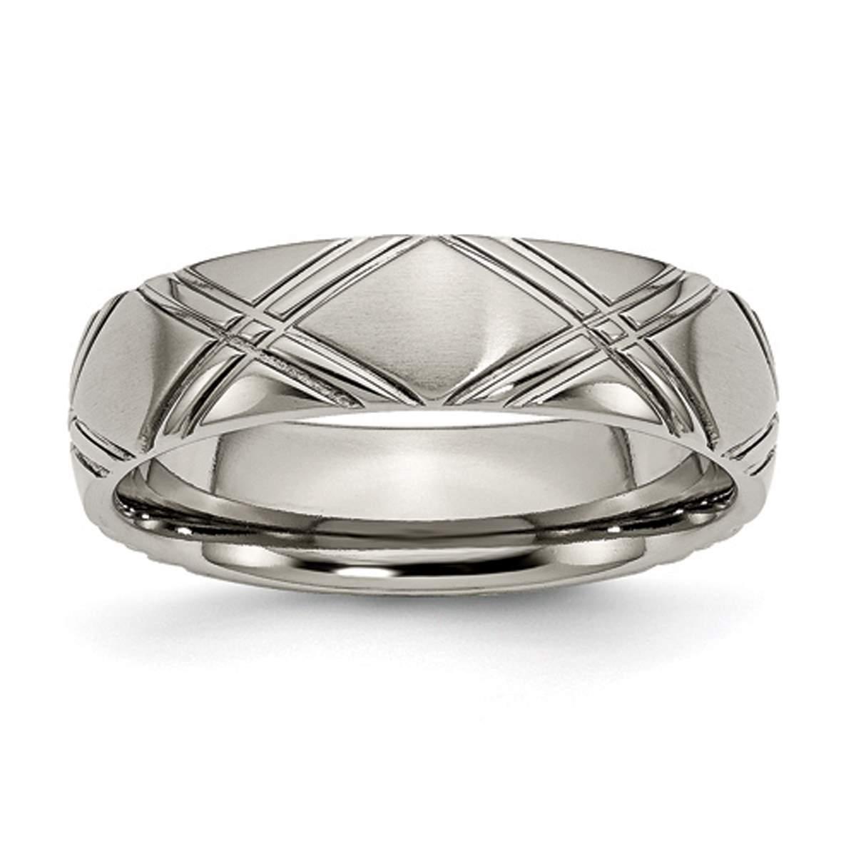 Mens Endless Affection(tm) Titanium Criss Cross 6mm Polished Band