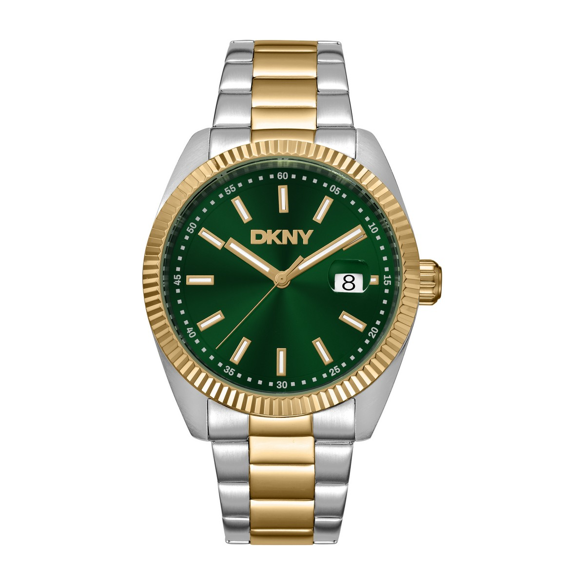 Mens DKNY Date Fluted Bezel Two-Tone Bracelet Watch-DK1G133M0055