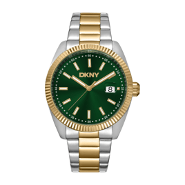 Mens DKNY Date Fluted Bezel Two-Tone Bracelet Watch-DK1G133M0055
