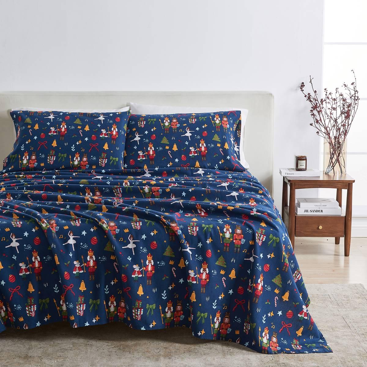 Freshfolds Cotton Happy Hillside Holiday 4pc. Flannel Sheet Set