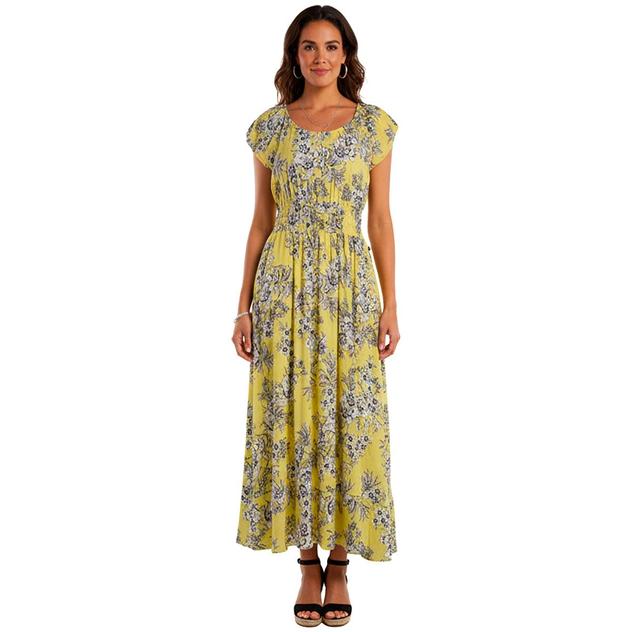 Womens Nautica Puff Sleeve Garden Floral Midi Dress