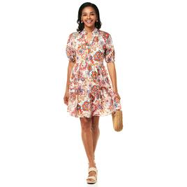 Womens MSK Short Sleeve Floral Lawn Babydoll A-Line Dress