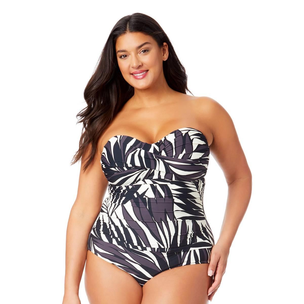 Plus Size Anne Cole Palm Chic Twist Shirred One Piece Swimsuit