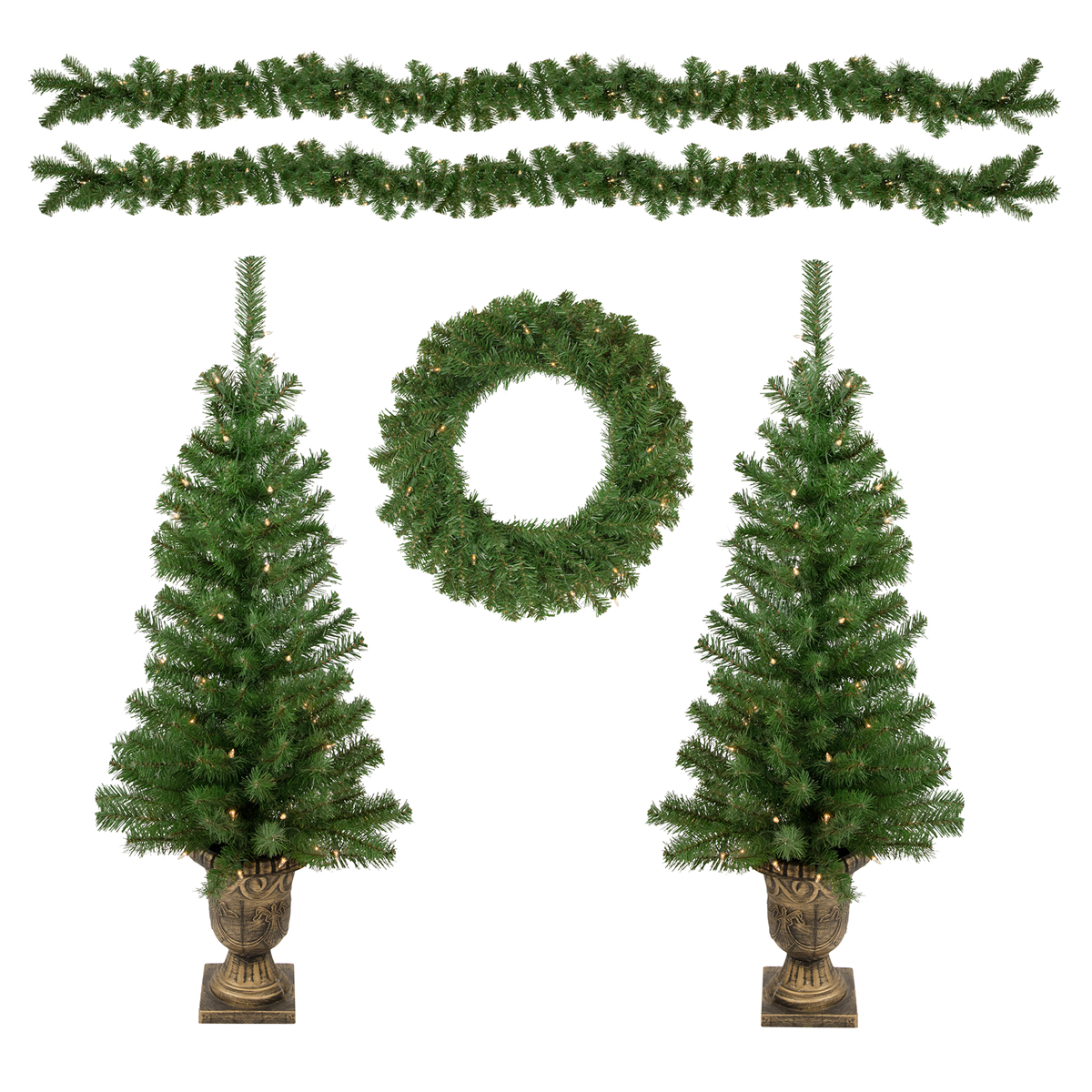 Northlight 5pc. Pre-Lit Wolcott Spruce Christmas Entryway Set