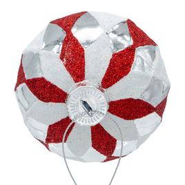 Kurt Adler 80mm Glass Red, White & Silver 6pc.Ball Ornament