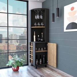 FM FURNITURE Leah Black Corner Bar Cabinet