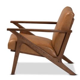 Baxton Studio Bianca Modern Wood & Leather Effect Lounge Chair